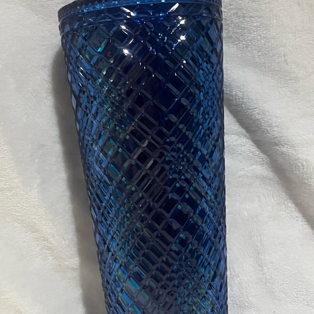 Starbucks Deep Blue Textured Glass Vase